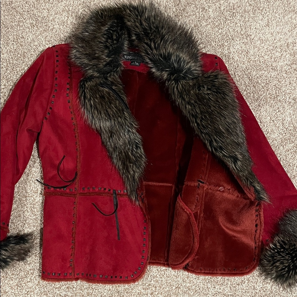 Regent Park Jacket with Faux Fur Trim EUC size L - Picture 6 of 7